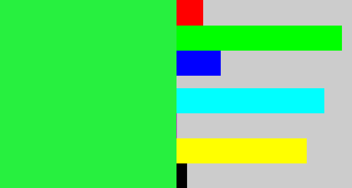 Hex color #27f03f - bright light green