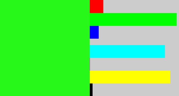 Hex color #27f819 - radioactive green