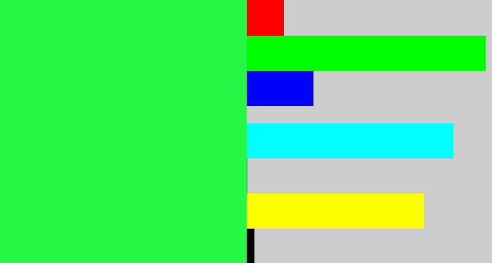 Hex color #27f845 - bright light green