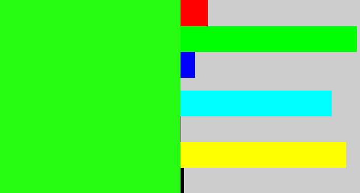 Hex color #27fb14 - electric green