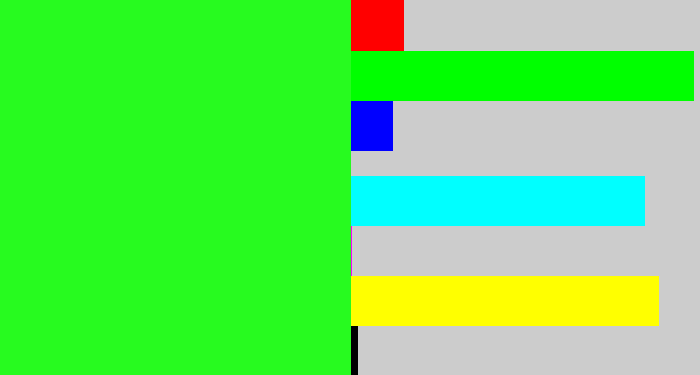 Hex color #27fb1f - radioactive green