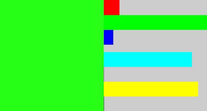 Hex color #27ff17 - radioactive green