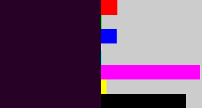Hex color #280126 - very dark purple