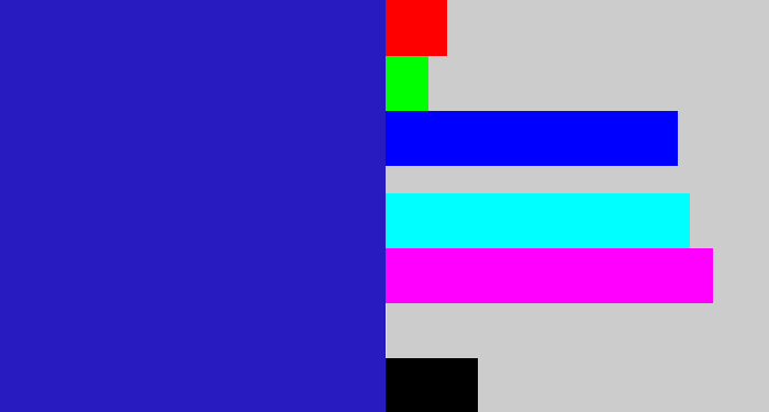 Hex color #281cc1 - indigo blue