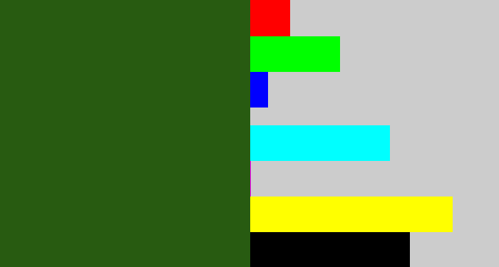Hex color #285b11 - navy green