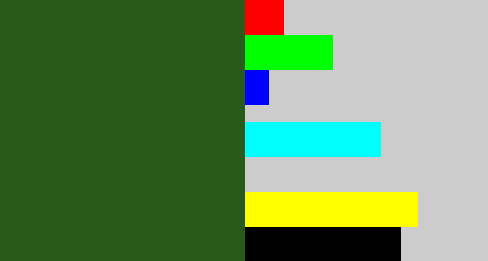 Hex color #285b1a - navy green