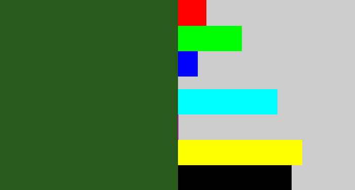 Hex color #285b1b - navy green