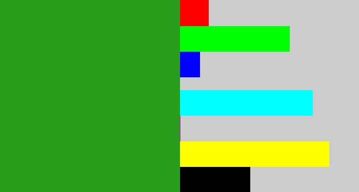 Hex color #289c1b - green