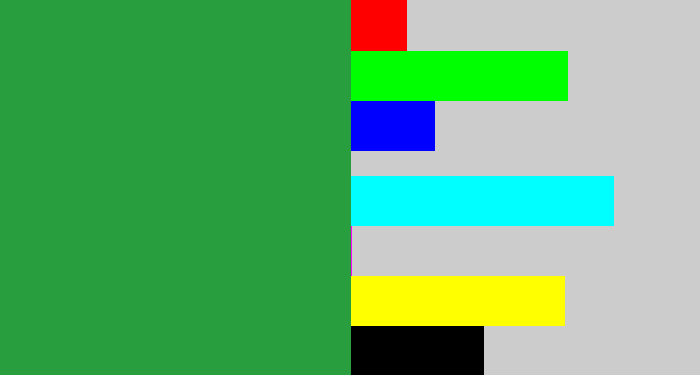 Hex color #289e3e - medium green