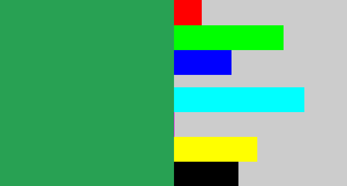 Hex color #28a153 - medium green