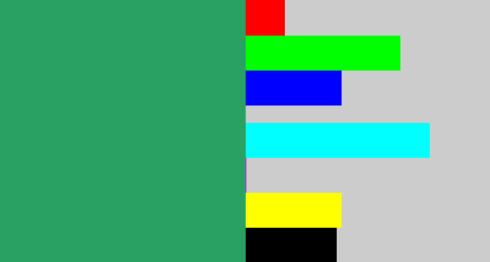 Hex color #28a163 - teal green