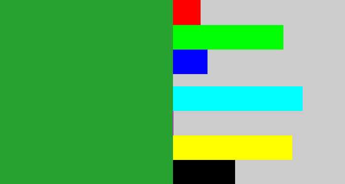Hex color #28a232 - medium green