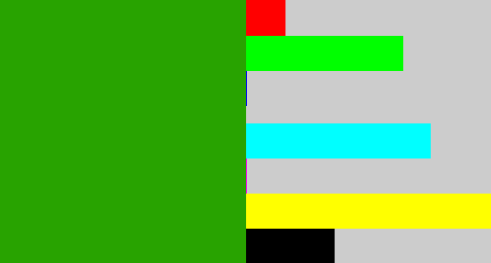 Hex color #28a300 - grassy green