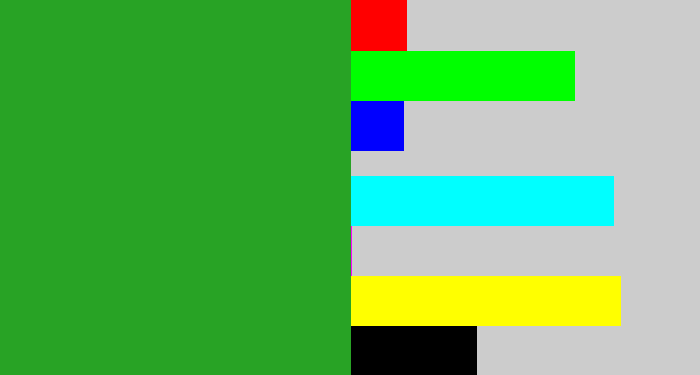 Hex color #28a325 - green