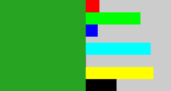 Hex color #28a423 - green