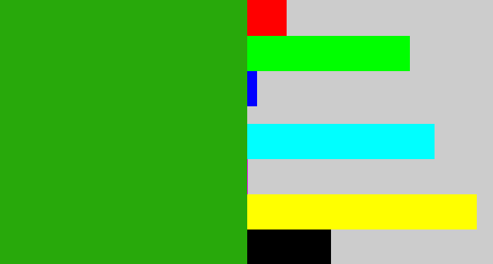 Hex color #28a90b - green