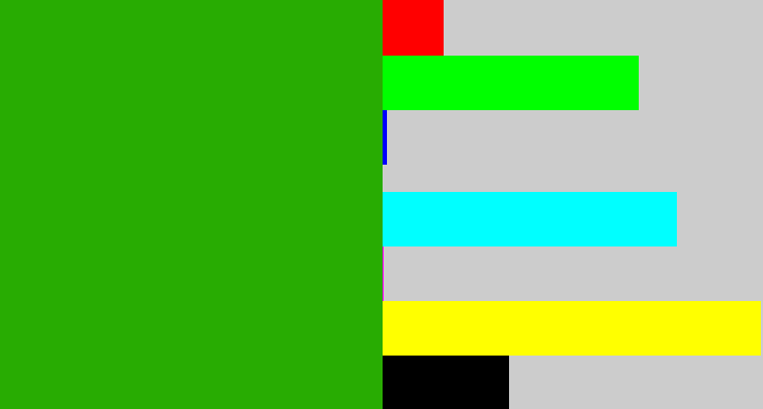 Hex color #28ac02 - grassy green