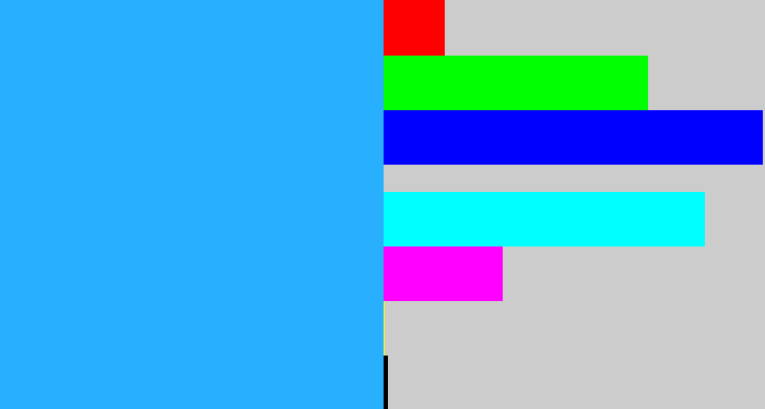Hex color #28affd - azure