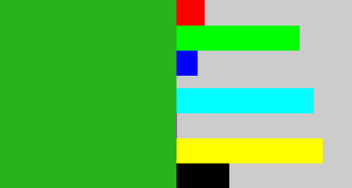 Hex color #28b21e - green