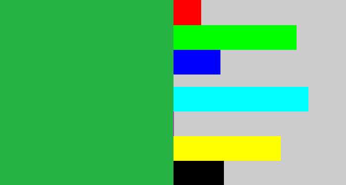 Hex color #28b444 - medium green