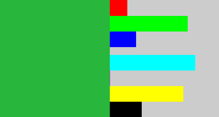Hex color #28b63c - medium green
