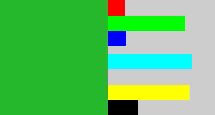 Hex color #28b72c - green