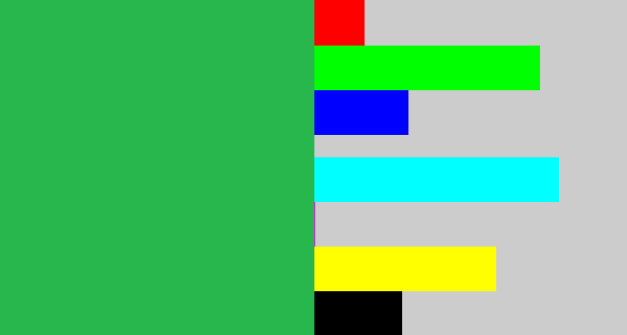 Hex color #28b74d - medium green