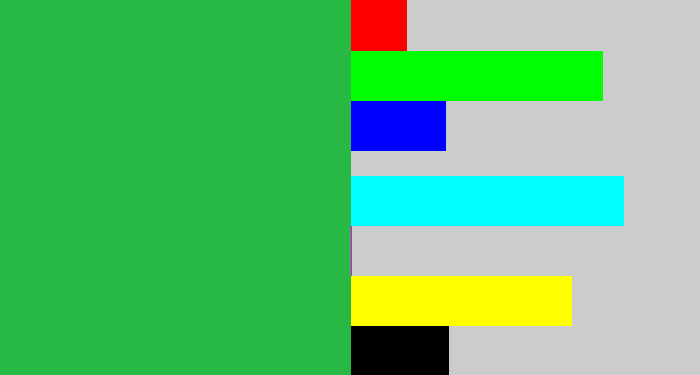 Hex color #28b844 - medium green