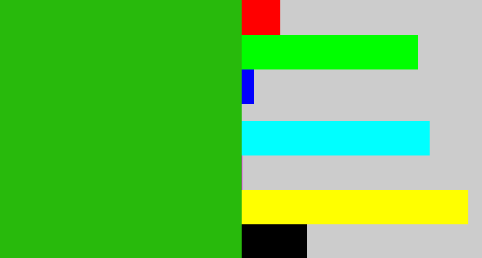 Hex color #28ba0c - green