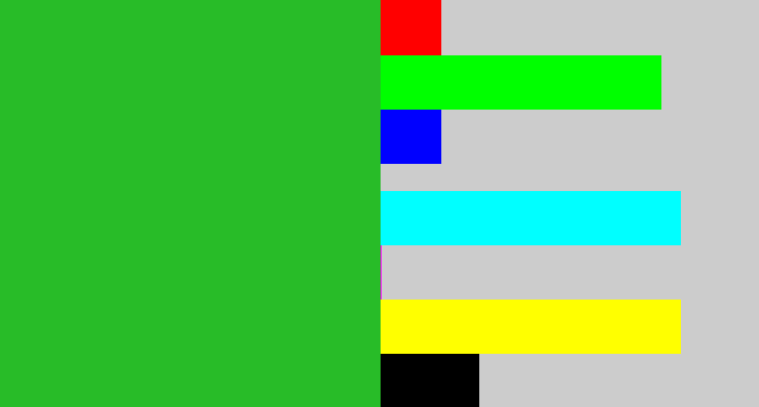 Hex color #28bc28 - green