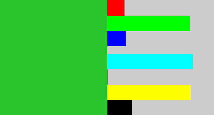 Hex color #28c42c - green