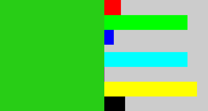Hex color #28cd16 - green