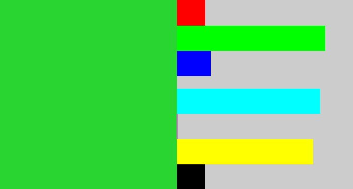 Hex color #28d531 - radioactive green