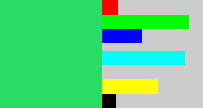 Hex color #28dc64 - algae green