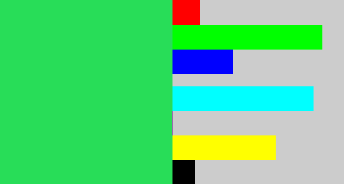 Hex color #28dd58 - bright light green