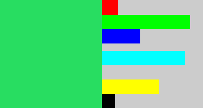 Hex color #28dd61 - algae green