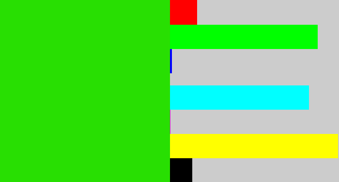 Hex color #28df02 - vivid green