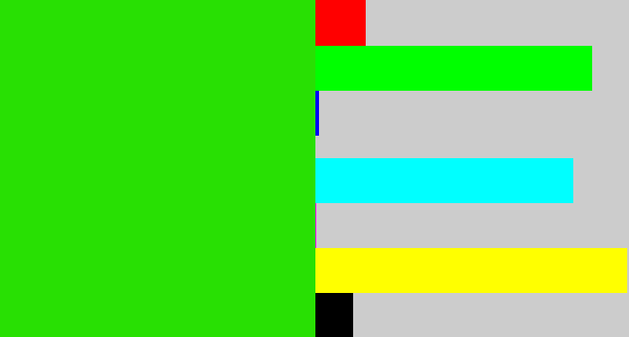 Hex color #28e003 - vivid green