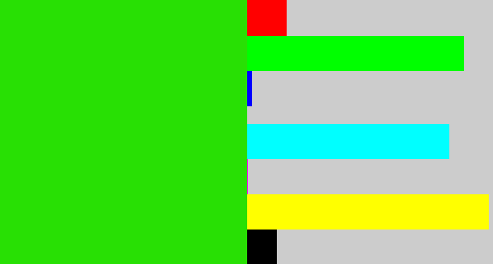 Hex color #28e004 - vivid green