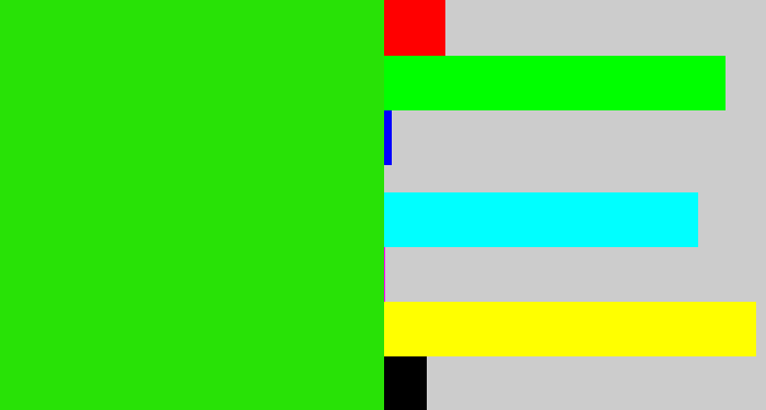 Hex color #28e206 - vivid green