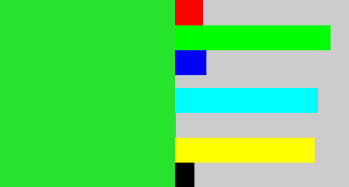 Hex color #28e22e - radioactive green
