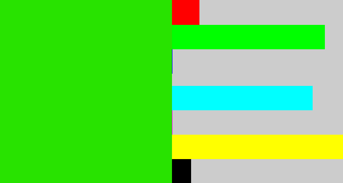 Hex color #28e300 - vivid green