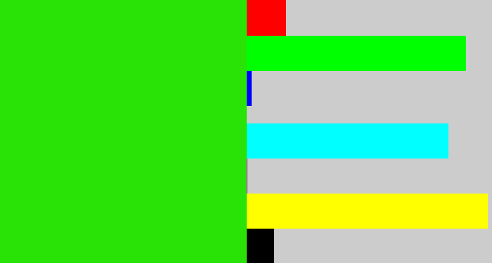 Hex color #28e305 - vivid green
