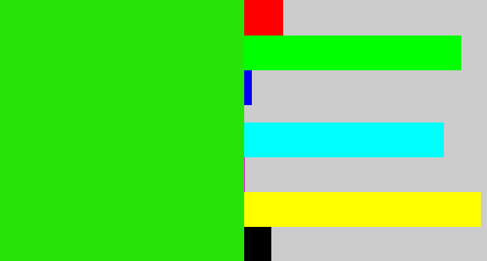 Hex color #28e307 - vivid green