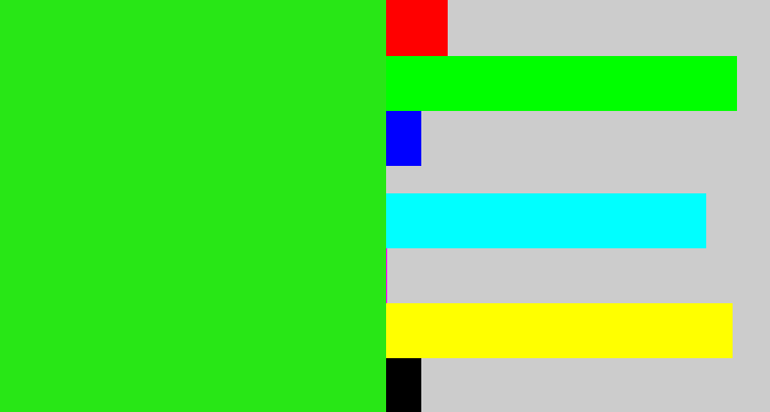 Hex color #28e716 - vivid green