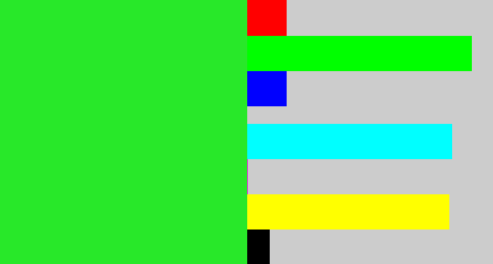 Hex color #28e829 - radioactive green