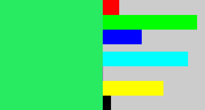 Hex color #28eb61 - bright light green