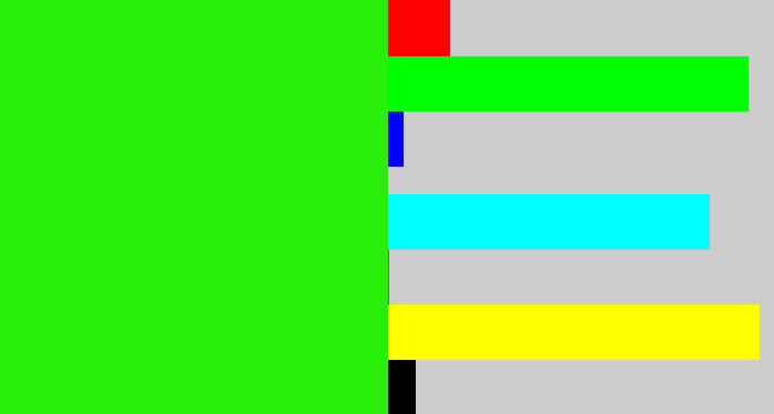 Hex color #28ee09 - vivid green
