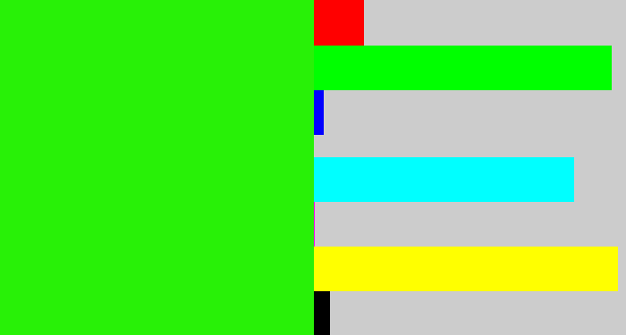 Hex color #28f107 - vivid green