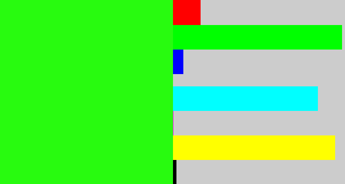 Hex color #28fb0f - electric green